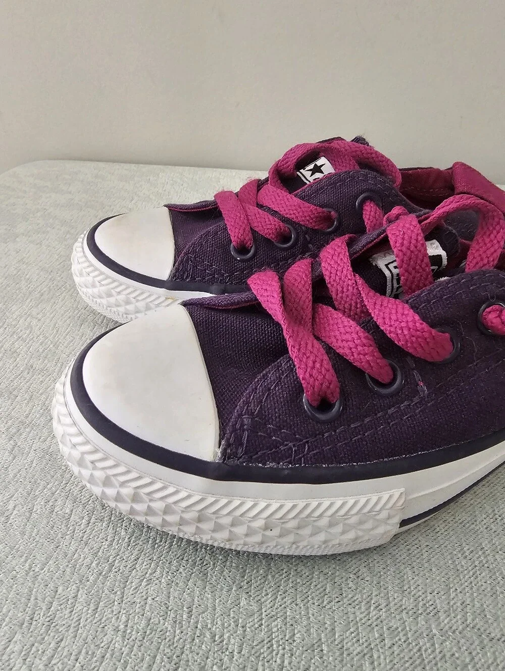 CONVERSE All Star Little Girls Purple & Pink Elastic Back Pull On Sneakers